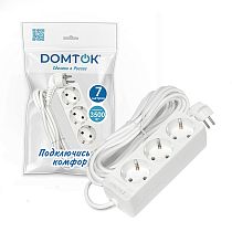 Удлинитель быт. "DOMTOK" 3гн., ПВС 3*1, 3,5кВт, з/к 7м