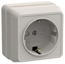 РСш20-3-ОКм Розетка 1местная с з/к с защитными шторками16А открытое устройство ОКТАВА (кремовый) IEK