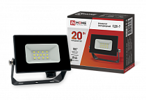 Прожектор светодиодный СДО-7 20Вт 230В 6500К IP65 черный IN HOME