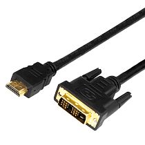 Шнур HDMI - DVI-D, 2м, gold, с фильтрами REXANT