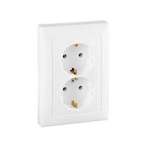 VALENA Розетка 2-местная с заземлением без защитных шторок 16А в сборе белый