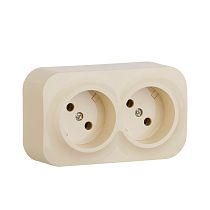QUTEO Розетка 2-местная для открытой установки без заземления без защитных шторок с предварительным подключением 16А слоновая кость