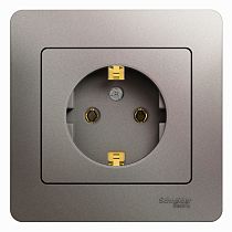 Glossa Платина Розетка с заземлением (в сборе с рамкой) Systeme Electric (Schneider Electric)