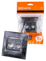 Розетка телефонная RJ11 + компьютерная RJ45 старинное серебро "Лама"  TDM