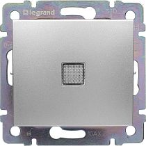 VALENA Выключатель 1-клавишный перекрестный с подсветкой схема 7L 10А алюминий