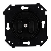 Выключатель двухклавишный (скрытый монтаж), пластик, цвет Черный матовый (клавишный) Bironi