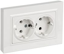 BRITE Розетка 2-местная с заземлением без защитных шторок плоская 16А в сборе РСПл12-3-БрБ белый IEK