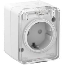 AtlasDesign Profi IP54 O/У РОЗЕТКА с заземлением со шторками 16А 250B, БЕЛЫЙ, Россия Systeme Electric (Schneider Electric)