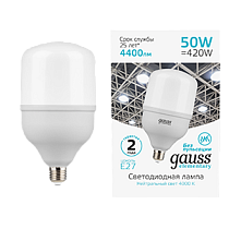 Лампа светодиодная Gauss Elementary T140 E27 50Вт 4400lm 180-240V 4000K