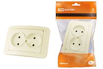 Розетка двойная 2П 10А сл. кость "Валдай"  TDM