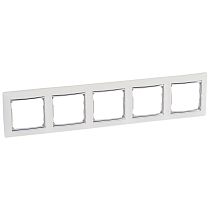 VALENA Рамка 5-местная белый (серебряный штрих)
