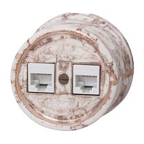 Розетка RJ45 информационная двойная,серия "ЛИЗЕТТА",  керамика, цвет мрамор Bironi Розетка RJ45 информационная двойная,серия "ЛИЗЕТТА",  керамика, цвет мрамор Bironi