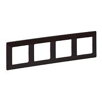 Рамка четырехпостовая универсальная темное дерево Valena LIFE Legrand