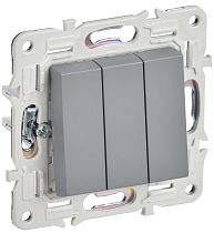 SKANDY Выключатель 3-клавишный 10А SK-V11Gr серый IEK