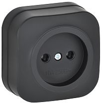 GLORY Розетка 1-местная для открытой установки без заземления без защитных шторок 10А РС20-2-ХЧм черный матовый IEK