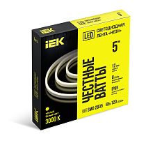 Лента светодиодная "неон" 5м SMD2835 120LED/м 8Вт/м IP65 12мм 24В теплый белый IEK
