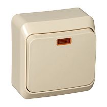 ЭТЮД открытая установка Кремовый Переключатель 1клавишный  с подсветкой Systeme Electric (Schneider Electric)