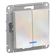 AtlasDesign Жемчуг Выключатель 2 клавишныйс подсветкой сх.5а, 10АХ Systeme Electric (Schneider Electric)