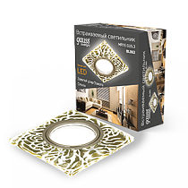 Светильник светодиодный Gauss Backlight BL063 квадрат золотой узор/золото, Gu5.3, 2700K