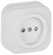 GLORY Розетка 1-местная для открытой установки без заземления с защитными шторками 10А РСш20-2-ХБм белый матовый IEK