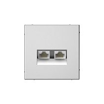 ArtGallery Сталь Розетка двойная компьютерная RJ45+RJ45, кат. 5е, механизм Systeme Electric (Schneider Electric) ArtGallery Сталь Розетка двойная компьютерная RJ45+RJ45, кат. 5е, механизм Systeme Electric (Schneider Electric)