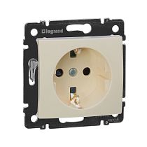 VALENA Розетка 1-местная с заземлением с защитными шторками 16А слоновая кость