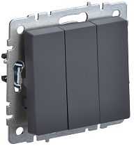 BRITE Выключатель 3-клавишный 10А ВС10-3-0-БрГ графит  IEK