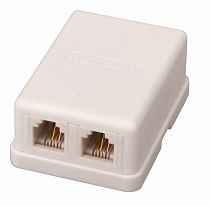 Розетка телефонная внешняя, 2 порта UTP RJ-14(6P-4C), CAT 3 REXANT