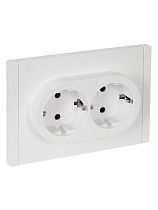 FORTE&PIANO Розетка 2-местная с заземлением с защитными шторками безвинтовое крепление 16А FP223 белый IEK