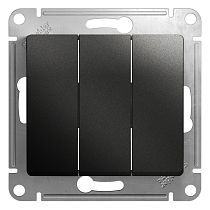 Glossa Антрацит Выключатель 3 клавишный  сх.3, 10AX Systeme Electric (Schneider Electric)