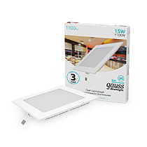 Встраиваемый светильник Gauss ультратонкий квадратный IP20 15Вт, 170х170х22мм, d155х155мм, 4000K 1100lm