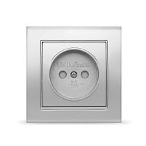 Розетка одноместная серия "Бриллиант" б/з, с/у, з/ш, 16А, 220В, серебро (еврослот) UNIVERSAL