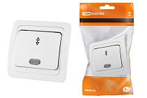 Переключатель на 2 направления с подсветкой 10А белый "Валдай"  TDM