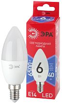 Лампа светодиодная ЭРА RED LINE LED B35-6W-865-E14 R свеча холодный дневной свет