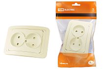 Розетка двойная 2П 10А c защитными шторками сл. кость "Валдай"  TDM