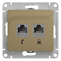 Glossa Титан Розетка 2-я RJ11+RJ45, категория 5E Systeme Electric (Schneider Electric)