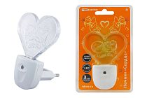 Ночник "Сердце"  с датчиком  света,светодиодный, 0.3 Вт  220 В  TDM