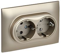 SKANDY Розетка 2-местная с заземлением без защитных шторок 16А в сборе SK-R08Sh шампань IEK