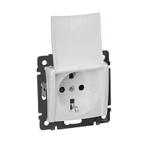 VALENA Розетка 1-местная с заземлением с защитными шторками и крышкой 16А IP20 белый