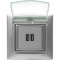 VALENA Рамка 1-местная IP44 с крышкой алюминий VALENA Рамка 1-местная IP44 с крышкой алюминий
