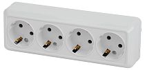 Розетка Intro Quadro 2-208-01 с заземлением четырехместная 4х2P+E 16А-250В IP20 ОУ белый