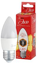 Лампа светодиодная ЭРА RED LINE ECO LED B35-8W-827-E27 свеча теплый белый свет Лампа светодиодная ЭРА RED LINE ECO LED B35-8W-827-E27 свеча теплый белый свет
