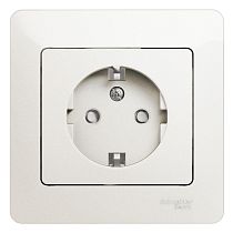 Glossa Перламутр Розетка с заземлением со шторками, 16А (в сборе с рамкой) Systeme Electric (Schneider Electric)