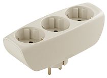 Сетевой разветвитель ЭРА с заземлением со шторками 3 розетки, 16А, Слоновая кость, SP-3e-I
