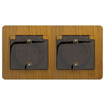 Glossa Дерево Дуб Розетка двойная  с заземляющим контактом, со шторками (в сборе с рамкой), IP44 Systeme Electric (Schneider Electric)