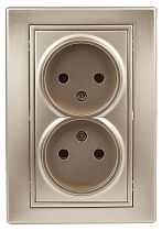 Розетка ЭРА Intro Plano 1-204-04 16А 250В шампань двойная без заземления