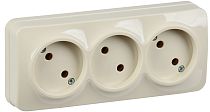 Розетка трехместная для открытой установки РС23-2-ХК без заземления 10А GLORY кремовый  IEK