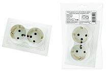 Розетка двойная 2П+З 16А 250В белая "Таймыр" (пром. упак., бакелит. основание)  TDM