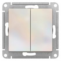AtlasDesign Жемчуг Переключатель 2-клавишный перекрестный, 2 x сх. 7, 10АХ, механизм Systeme Electric (Schneider Electric)