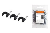 Скоба 16мм круглая пластиковая (черная) (50шт)  TDM